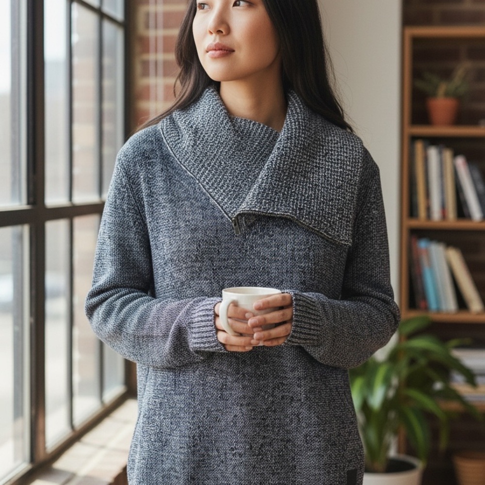 Guess Navy and White Cowl Neck Sweater